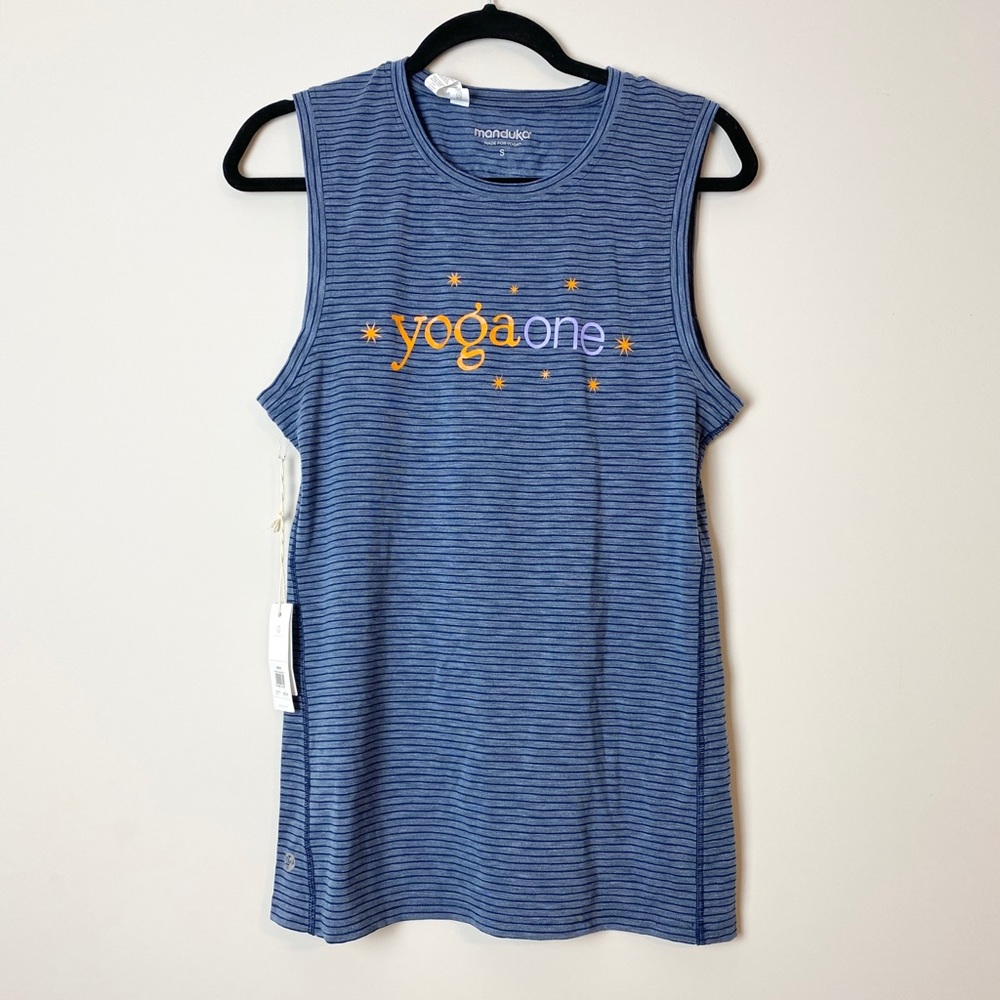 Men’s Manduka Navy Striped Yoga Stretch Tank Top